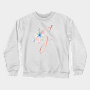 Letter G Rose Gold and Watercolor Blush Pink and Navy Crewneck Sweatshirt